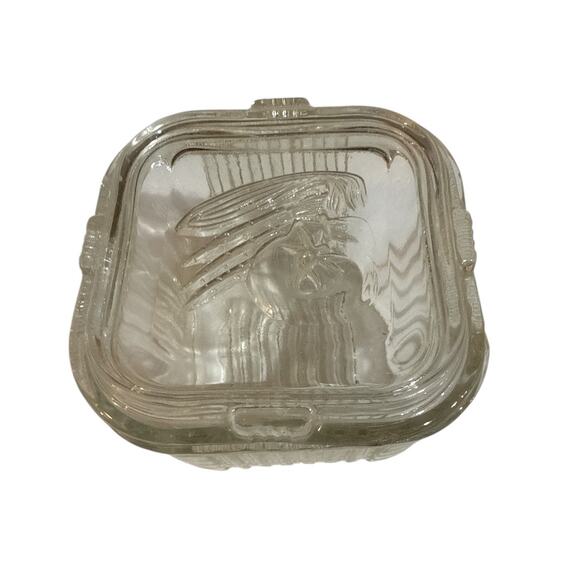 Vtg Small Square Vegetables Refrigerator Covered Dish 4.50" - Picture 1 of 2